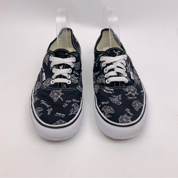 VANS Authentic Thank You Floral Black Women's Sneakers Color Black/White SZ 10.5 - Picture 2 of 10